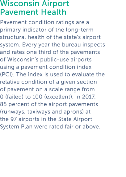  Wisconsin Airport Pavement Health Pavement condition ratings are a primary indicator of the long-term structural hea   