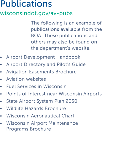  Publications wisconsindot gov av-pubs The following is an example of publications available from the BOA  These publ   