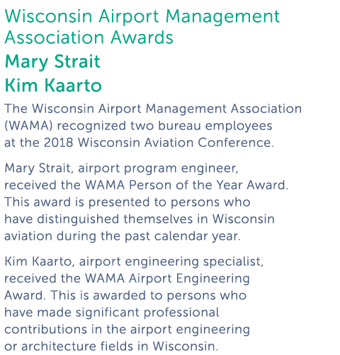 Wisconsin Airport Management Association Awards Mary Strait Kim Kaarto The Wisconsin Airport Management Association     