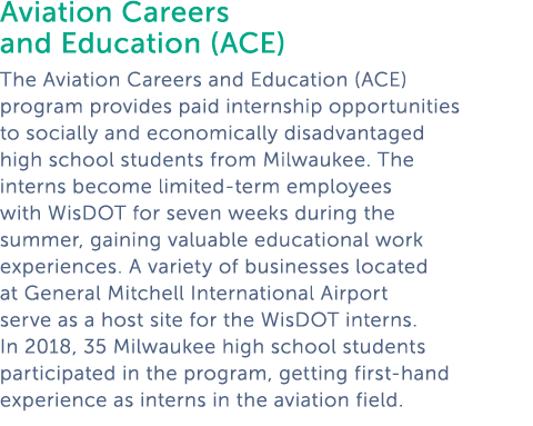 Aviation Careers and Education  ACE  The Aviation Careers and Education  ACE  program provides paid internship opport   