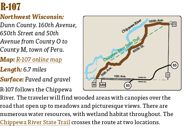   R-107  Northwest Wisconsin: Dunn County  160th Avenue, 650th Street and 50th Avenue from County O to County M, town   