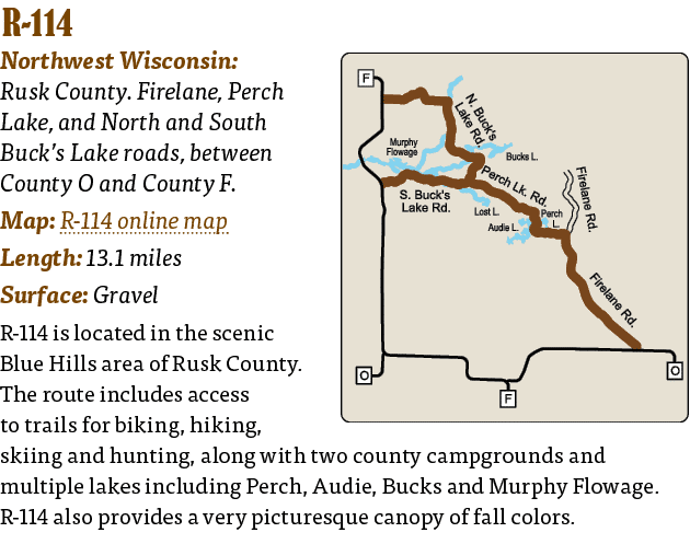   R-114  Northwest Wisconsin: Rusk County  Firelane, Perch Lake, and North and South Buck s Lake roads, between Count   
