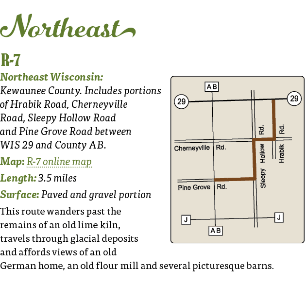  Northeast   R-7  Northeast Wisconsin: Kewaunee County  Includes portions of Hrabik Road, Cherneyville Road, Sleepy H   