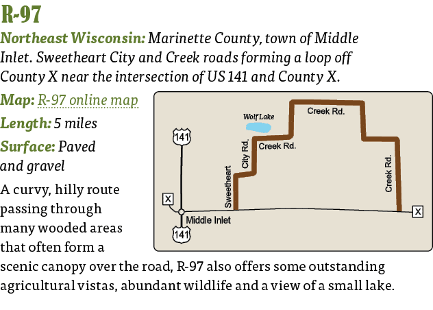   R-97  Northeast Wisconsin: Marinette County, town of Middle Inlet  Sweetheart City and Creek roads forming a loop o   