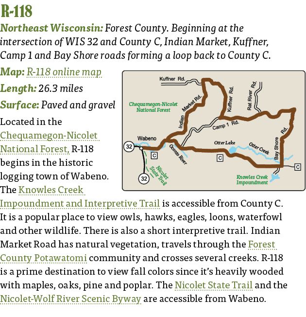  R-118  Northeast Wisconsin: Forest County  Beginning at the intersection of WIS 32 and County C, Indian Market, Kuff   