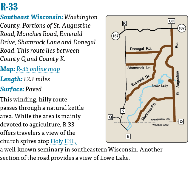   R-33  Southeast Wisconsin: Washington County  Portions of St  Augustine Road, Monches Road, Emerald Drive, Shamrock   