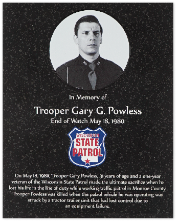 Wall of Honor  In memory of Trooper Gary G  Powless