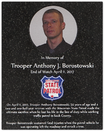 Wall of Honor  In memory of Trooper Anthony J  Borostowski