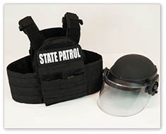 Photo of Ballistic Level III vests and helmets