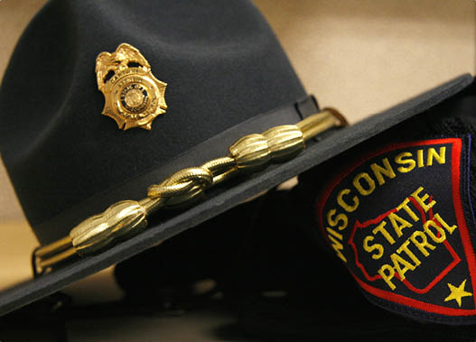 Wisconsin State Patrol patch and hat