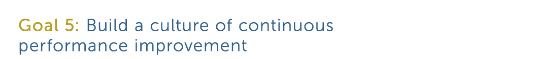 Goal 5  Build a culture of continuous performance improvement