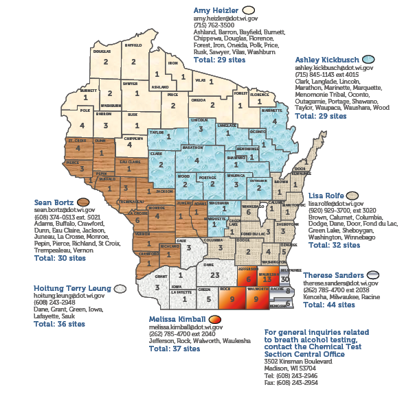 Wisconsin State Patrol Chemical Testing Sites