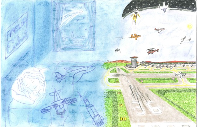 picture of an airport drawn by age 14-17 1st place
