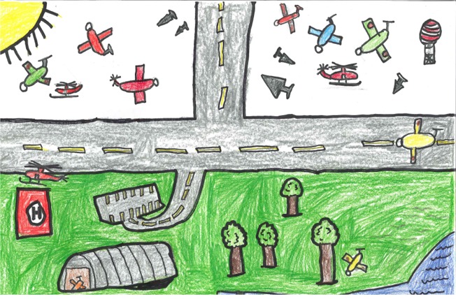 picture of airport drawn by 6-9 year old 1st place 