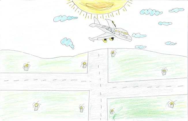 picture of an airport drawn by age 6-9 2nd place
