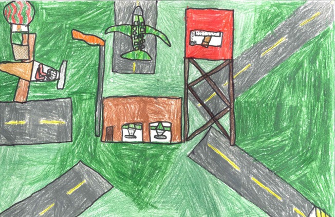 picture of an airport drawn by 6-9 year old 3rd place