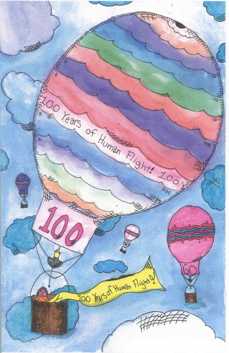 2005 aviation art contest drawing of a sky full of hot air balloons