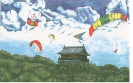 2006 aviation art contest drawing of kites and parachutes 