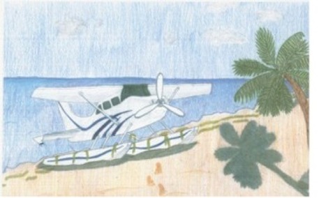 2006 Avaition art contest drawing of ski-plane on beach