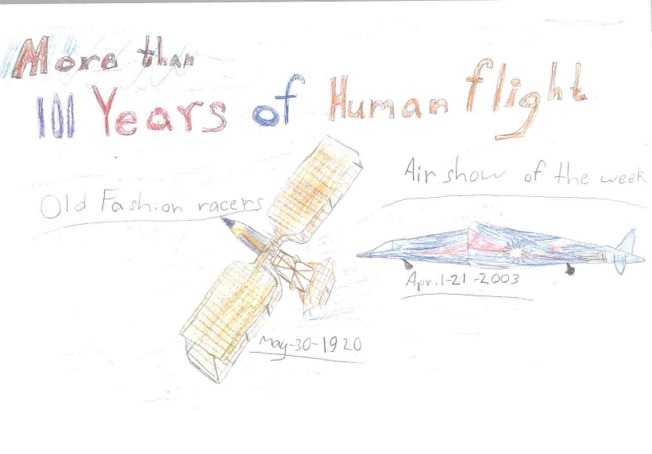 2005 aviation art contest drawing of airplanes 1920 style to 2003