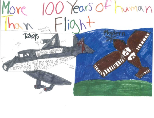 2005 aviation art contest drawing of airplanes from old to new