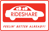 Reduce your commuting costs by 50 percent or more! Rideshare, feelin' better already!