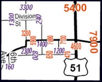Sample map depicting Wisconsin traffic counts