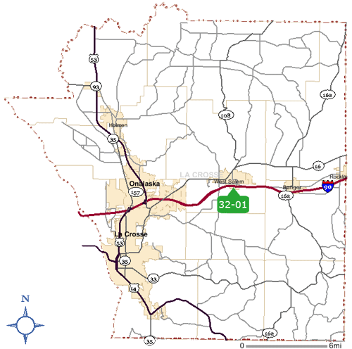 Map of La Crosse County park and ride lots.