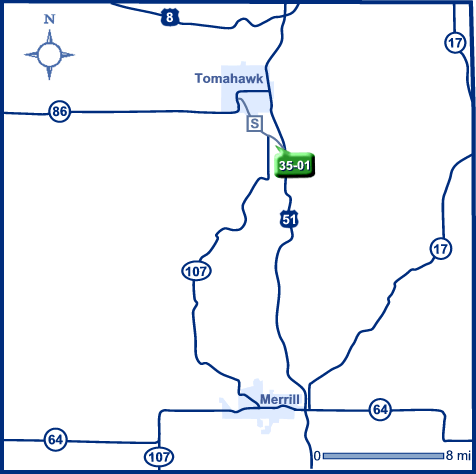 Map of Lincoln County park and ride lots.