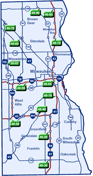 Map of Milwaukee County park and ride lots. Map of Milwaukee County park and ride lots.
