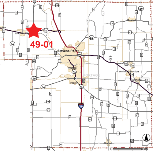 Map of Portage County park and ride lots.