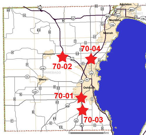 Map of Winnebago County park and ride lots