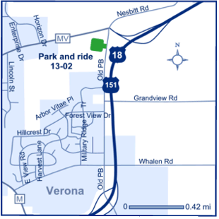 Map of Dane County park and ride lot 13-02