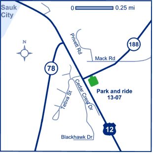 Map of Dane County park and ride lot 13-07