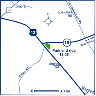Map of Dane County parkand ride lot 13-08