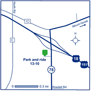 Map of Dane County park and ride lot 13-10