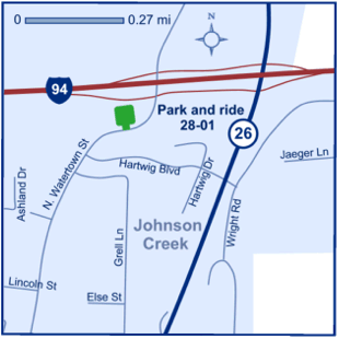 Map of Jefferson County park and ride lot 28-01