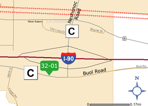 Map of La Crosse County park and ride lot 32-01.