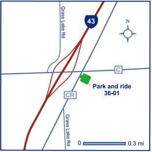 Map of Manitowoc County park and ride lot 36-01