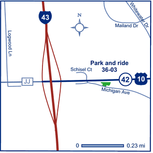 Map of Manitowoc County park and ride lot 36-03