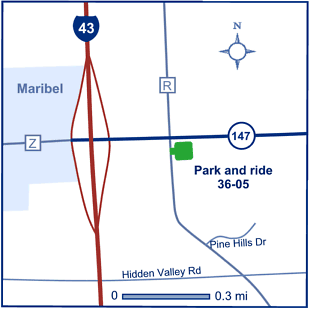Map of Manitowoc County park and ride lot 36-05.