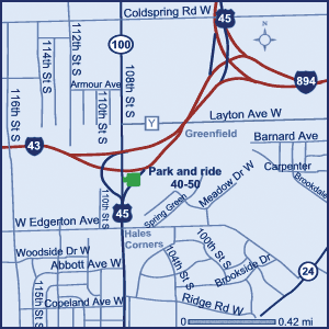 Milwaukee County park and ride lot 40-50.
