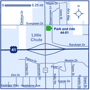 Map of Outagamie County park and ride lot 44-01