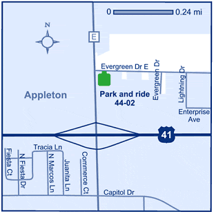 Map of Outagamie County park and ride lot 44-02