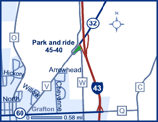 Map image of park and ride lot 45-40 in Grafton.