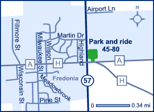 Map of park and ride lot 45-80 in Fredonia.