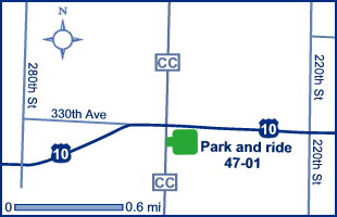 Map of park and ride lot 47-01 - US 10 and County CC.