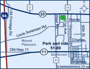 Map of Racine County park and ride lot 51-80.