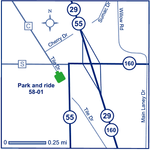 Map of Shawano County park and ride lot 58-01