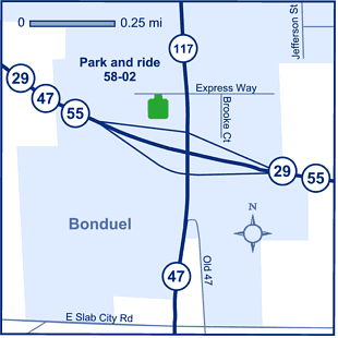 Map of Shawano County park and ride lot 58-02